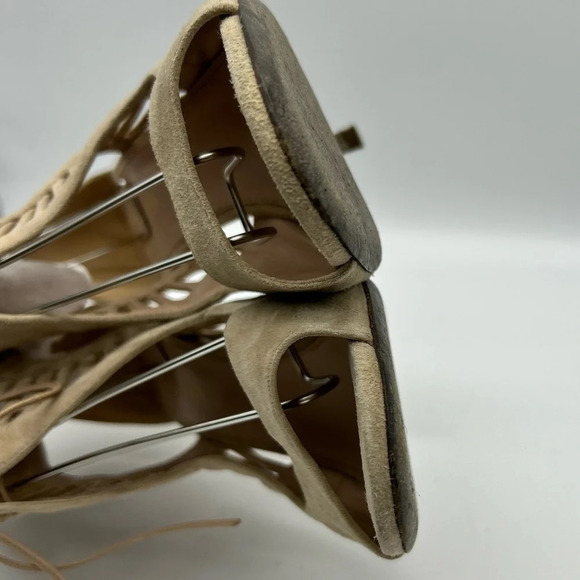 Sergio Rossi Beige/nude colored strappy heels with Ladder Detail sz 37 - Picture 8 of 13